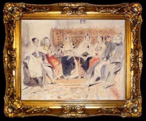 framed  Eugene Delacroix Men and Women in an interior, ta009-2